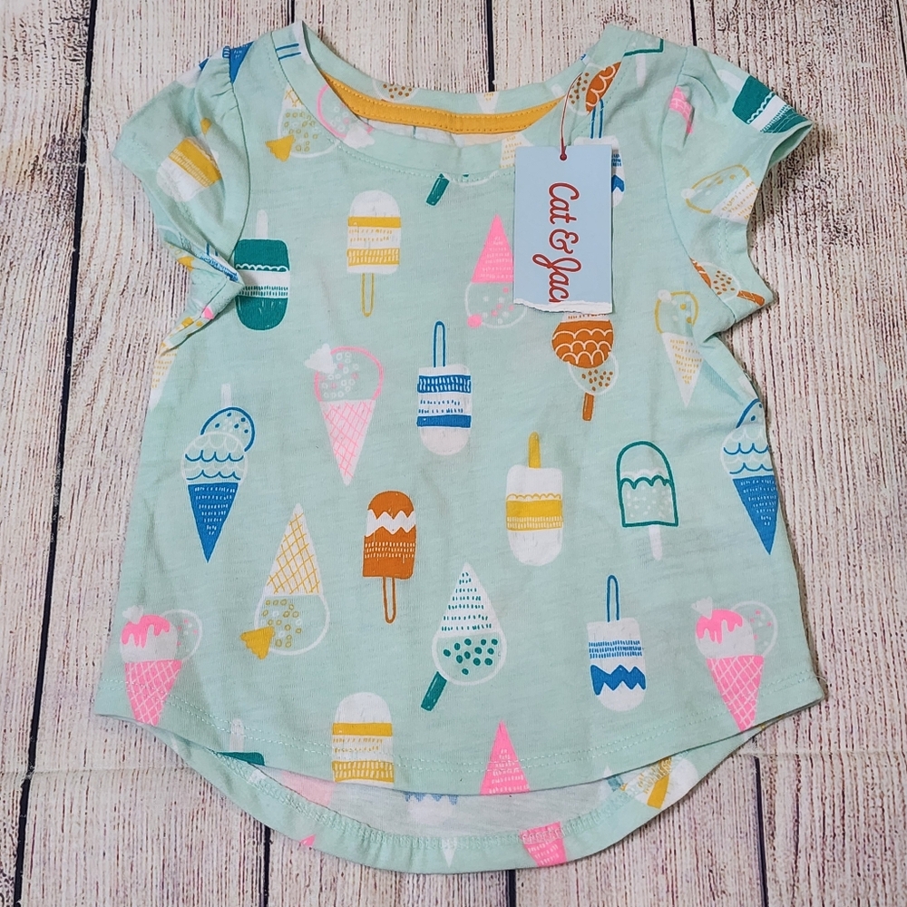 Cat & Jack T-shirt Popsicle Ice Cream Cone Light Blue Short Sleeve